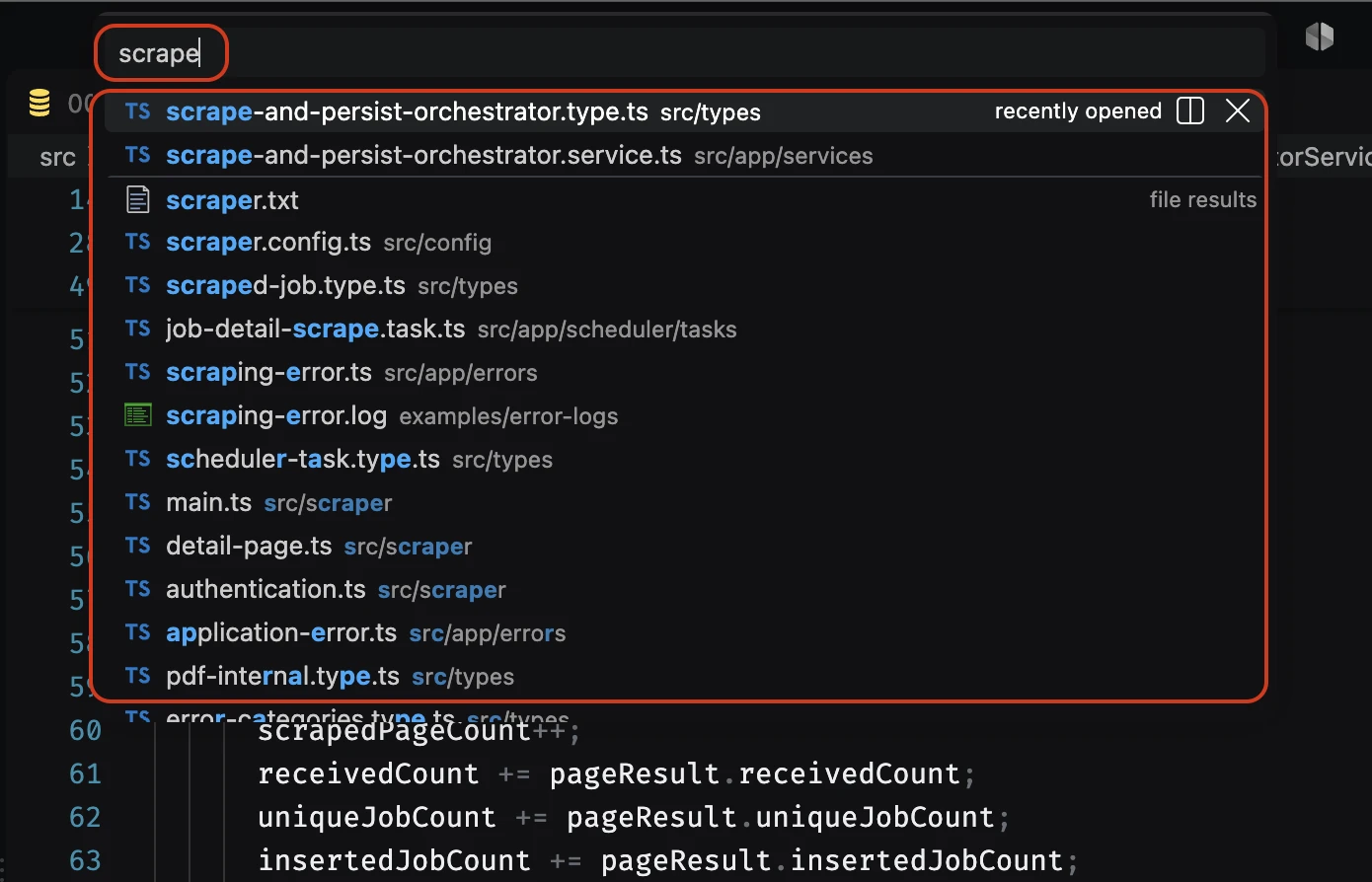 vscode quick open command